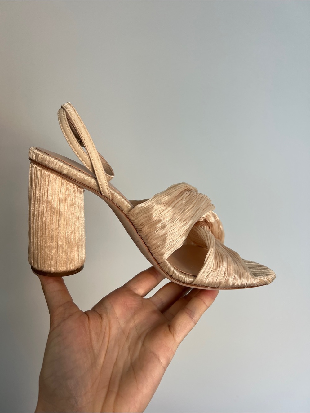 Loeffler Randall Reed Almond Pleated Twist Block Heels - Picture 9 of 10